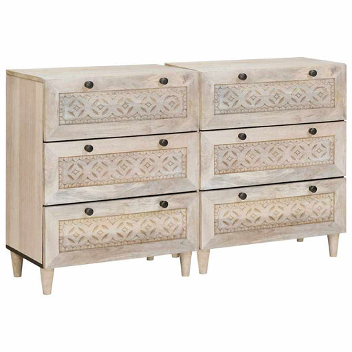 Bufet 2 pcs Alb 120 x 33,5 x 75 cm Lemn masiv de mango - WALTI WALTI