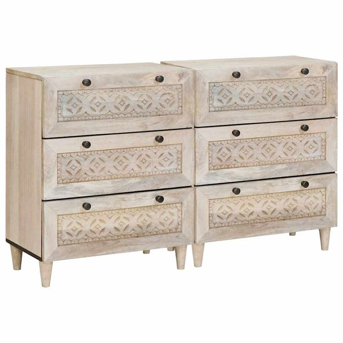 Bufet 2 pcs Alb 120 x 33,5 x 75 cm Lemn masiv de mango - WALTI WALTI