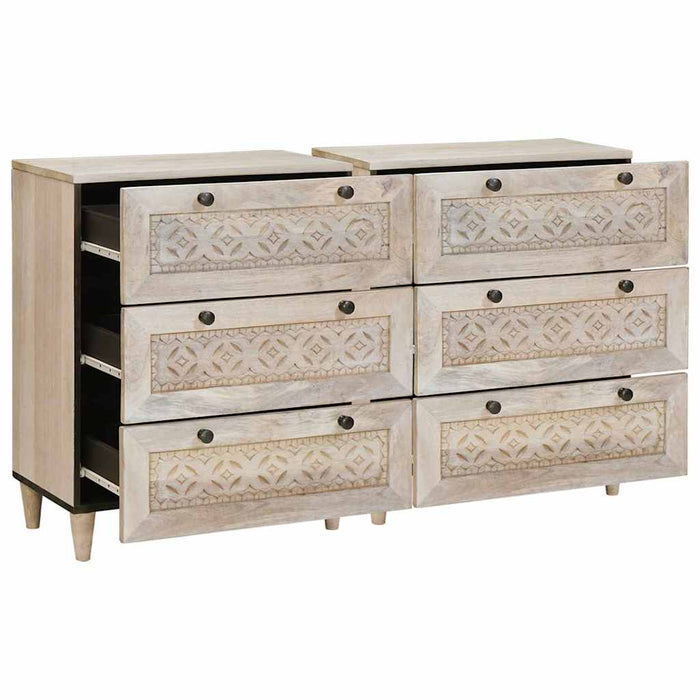 Bufet 2 pcs Alb 120 x 33,5 x 75 cm Lemn masiv de mango - WALTI WALTI