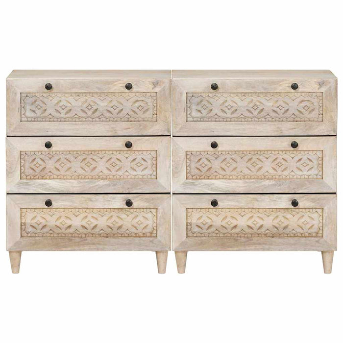 Bufet 2 pcs Alb 120 x 33,5 x 75 cm Lemn masiv de mango - WALTI WALTI
