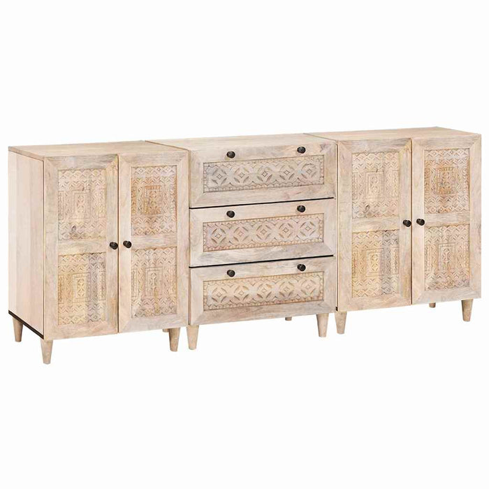 Bufet 3 pcs Alb 180 x 33,5 x 75 cm Lemn masiv de mango - WALTI WALTI
