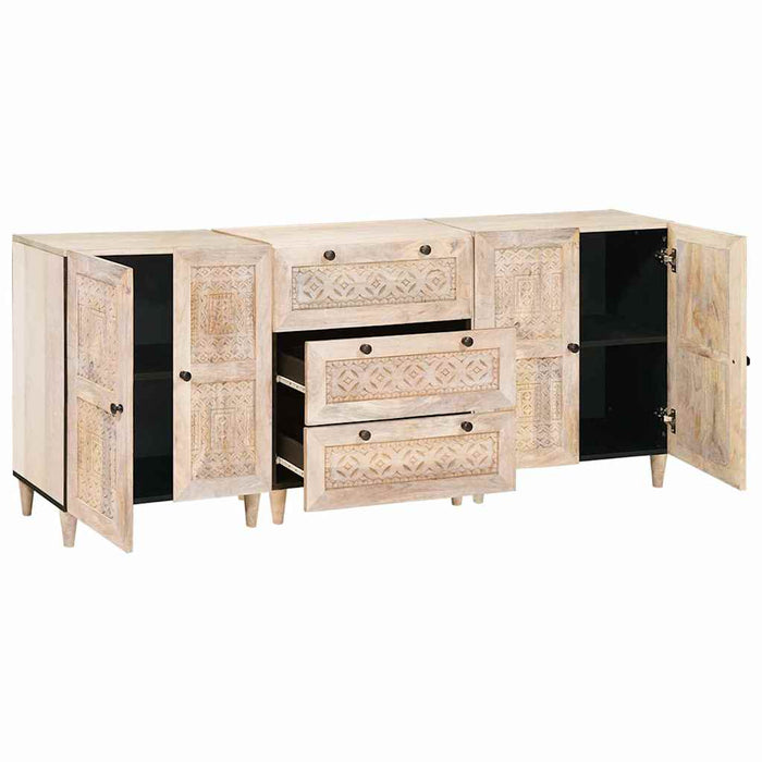 Bufet 3 pcs Alb 180 x 33,5 x 75 cm Lemn masiv de mango - WALTI WALTI