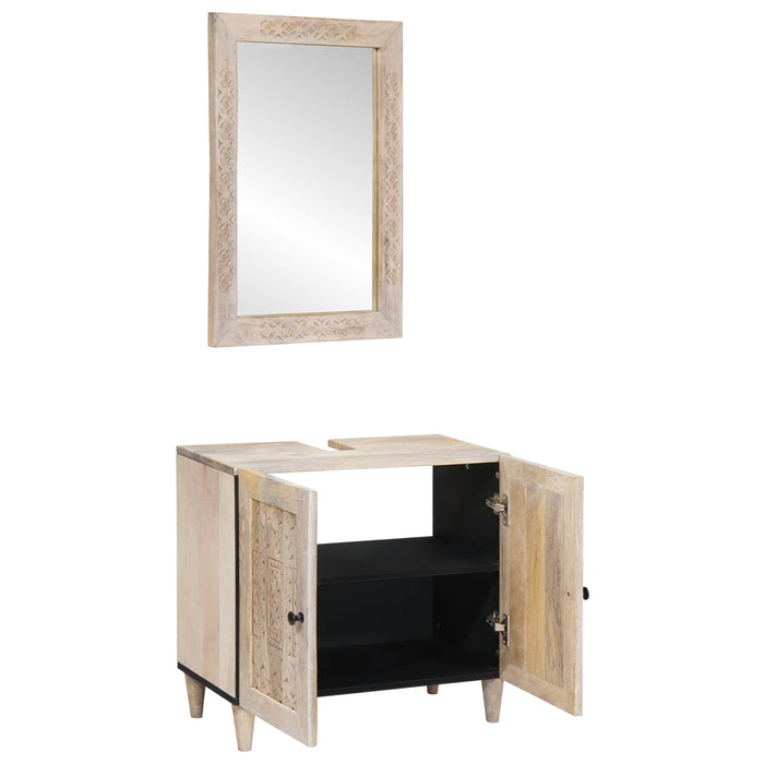 Set de mobilier pentru baie cu raft 2 pcs Alb Lemn compozit - WALTI WALTI