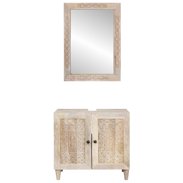 Set de mobilier pentru baie cu raft 2 pcs Alb Lemn compozit - WALTI WALTI