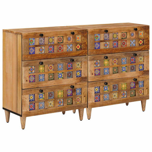 Bufet 2 pcs natural 60 x 33 x 75 cm Lemn de mango solid - WALTI WALTI