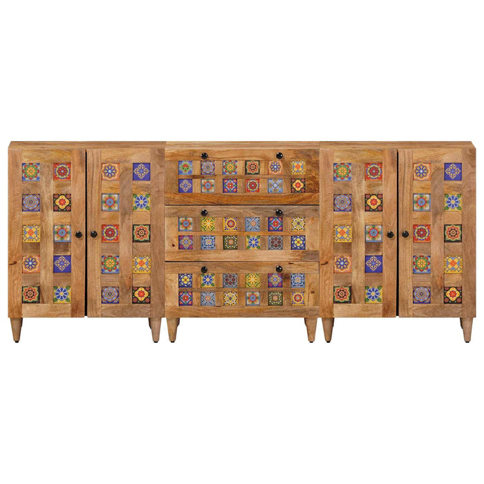 Bufet 3 pcs natural 60 x 33,5 x 75 cm Lemn de mango solid - WALTI WALTI