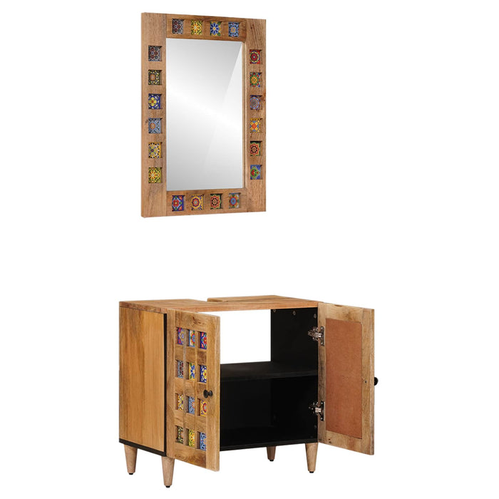 Set de mobilier pentru baie 2 pcs natural Lemn de mango solid - WALTI WALTI