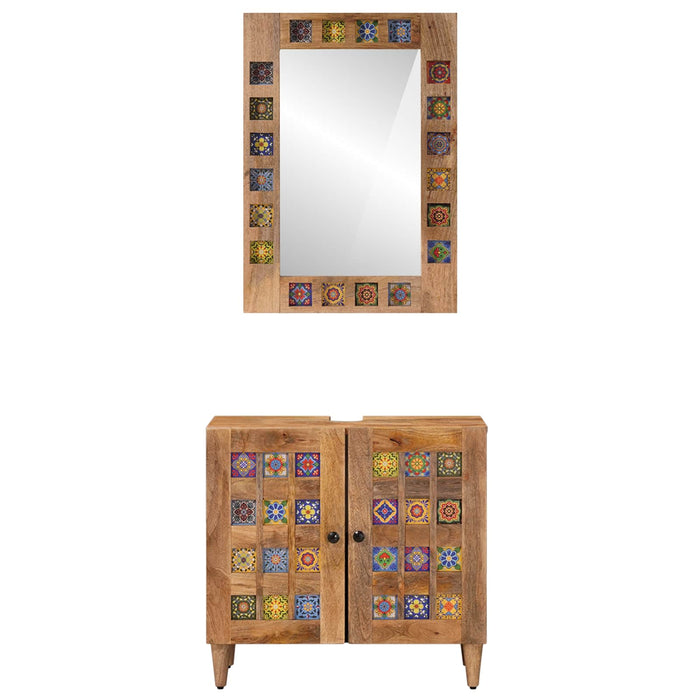 Set de mobilier pentru baie 2 pcs natural Lemn de mango solid - WALTI WALTI