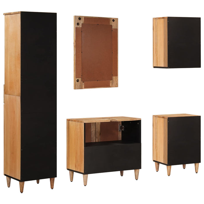 Set de mobilier pentru baie 5 pcs natural Lemn de mango solid - WALTI WALTI