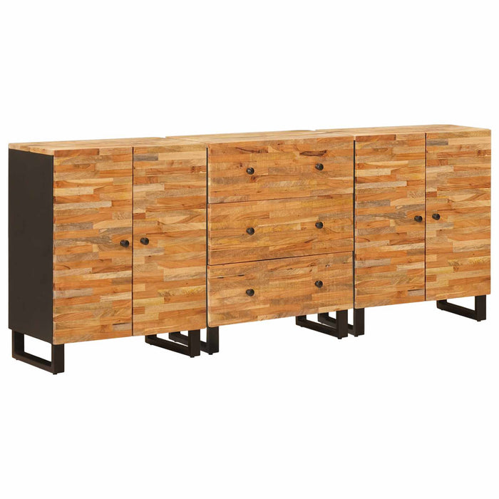 Bufet 3 pcs Maro 60 x 33 x 75 cm Lemn de mango solid - WALTI WALTI