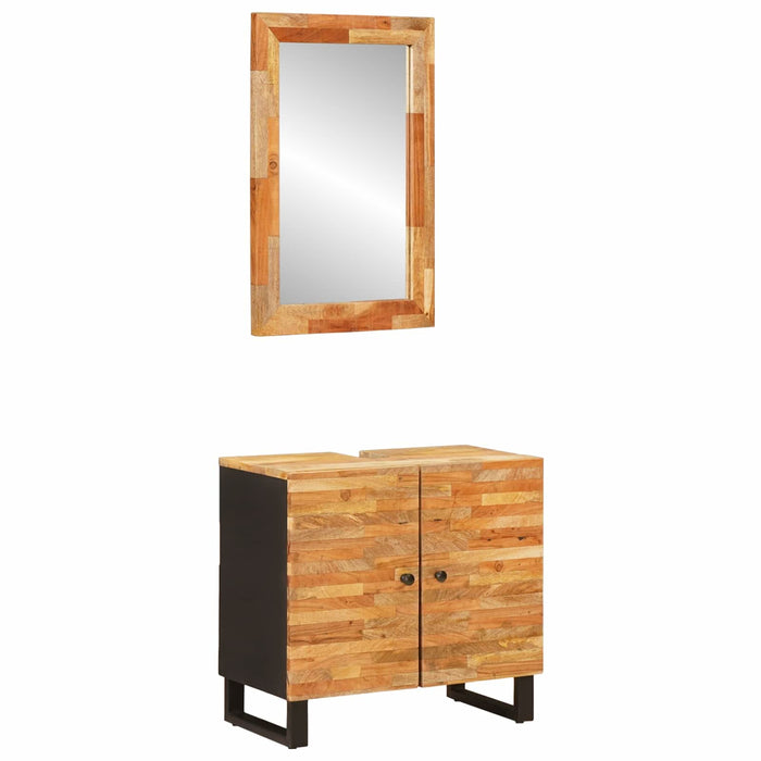 Seturi de baie cu depozitare cu ușă natural Lemn de mango solid - WALTI WALTI