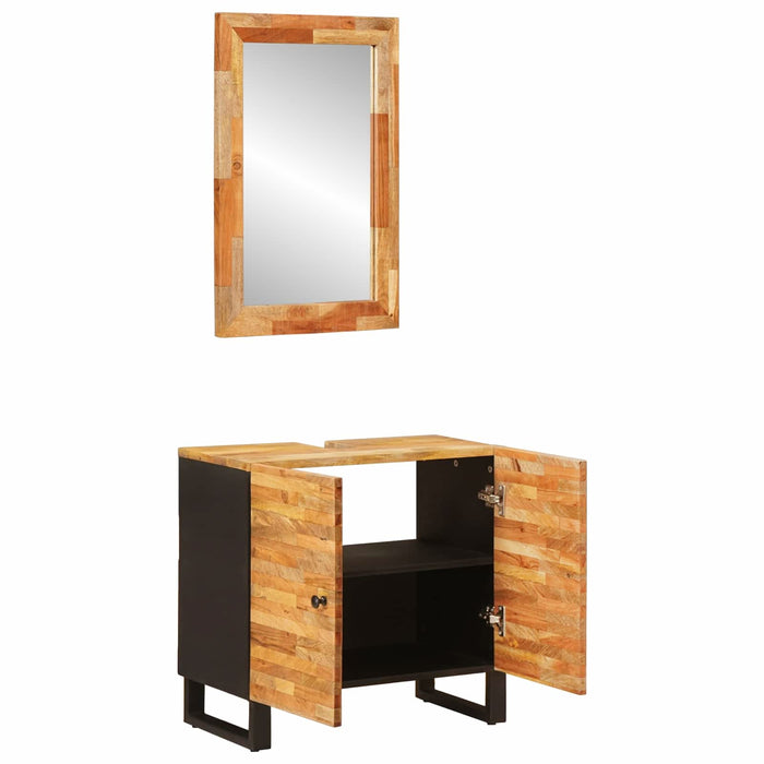 Seturi de baie cu depozitare cu ușă natural Lemn de mango solid - WALTI WALTI
