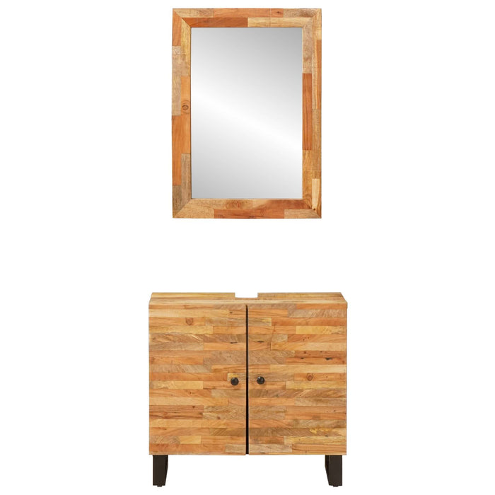 Seturi de baie cu depozitare cu ușă natural Lemn de mango solid - WALTI WALTI