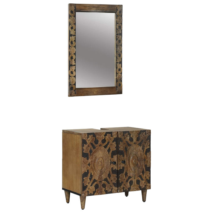 Set de mobilier pentru baie 2 pcs Maro Lemn de mango solid - WALTI WALTI