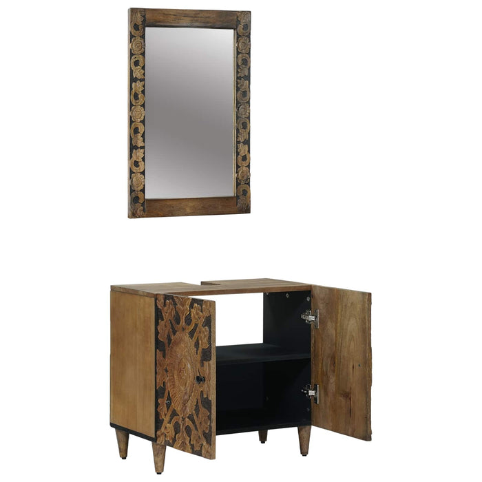 Set de mobilier pentru baie 2 pcs Maro Lemn de mango solid - WALTI WALTI