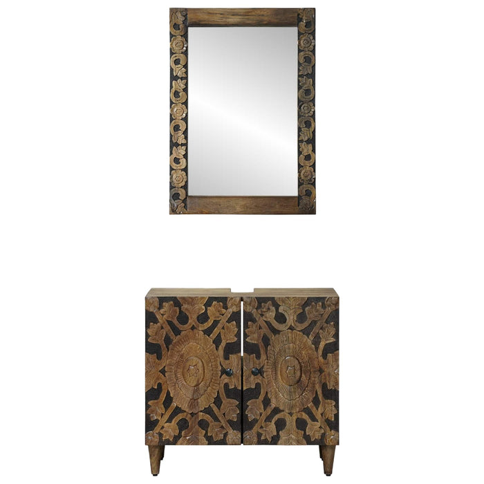 Set de mobilier pentru baie 2 pcs Maro Lemn de mango solid - WALTI WALTI