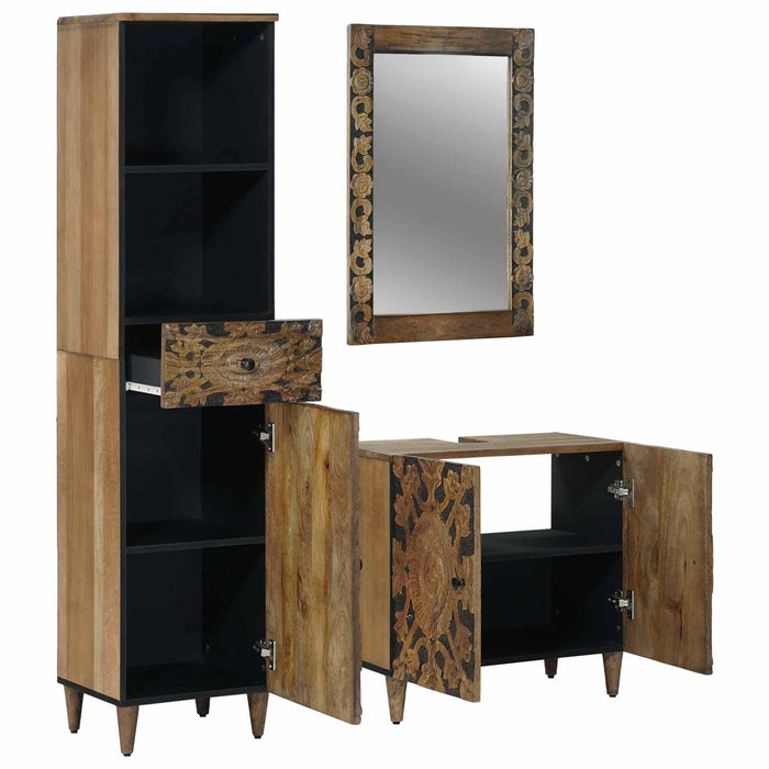 Set de mobilier pentru baie 3 pcs Maro Lemn de mango solid - WALTI WALTI