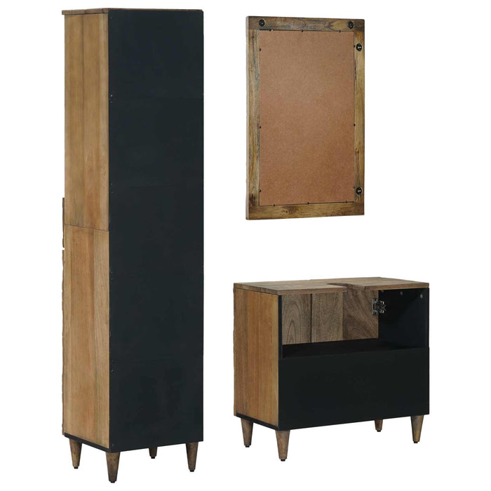 Set de mobilier pentru baie 3 pcs Maro Lemn de mango solid - WALTI WALTI