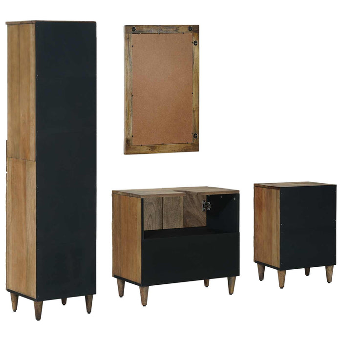 Set de mobilier pentru baie 4 pcs Maro Lemn de mango solid WALTI