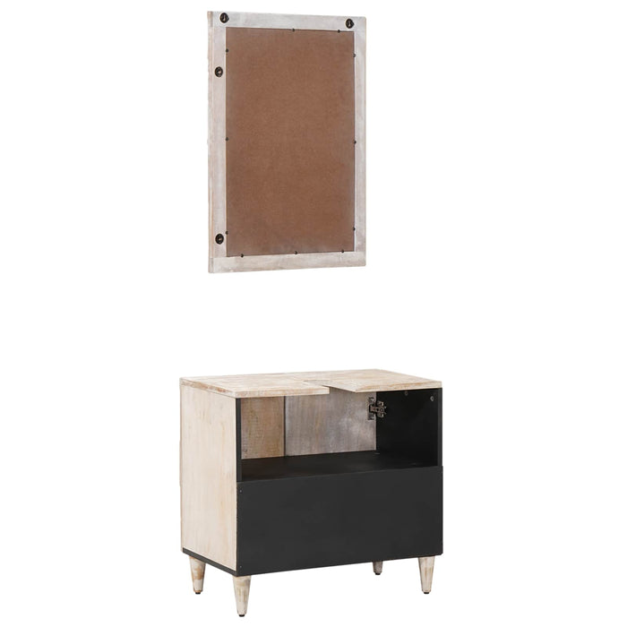 Set de mobilier pentru baie 2 pcs Alb Lemn de mango solid - WALTI WALTI