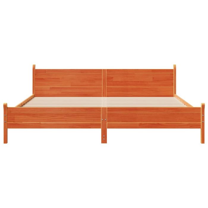 Cadru de pat fără saltea, maro ceruit 200x200 cm lemn masiv pin - WALTI WALTI