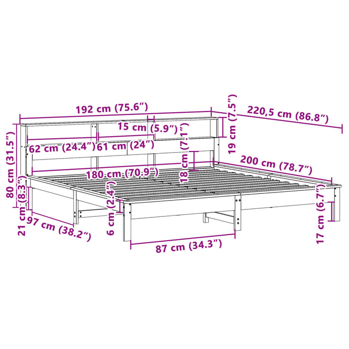 Cadru de pat fără saltea, maro ceruit 180x200 cm lemn masiv pin - WALTI WALTI