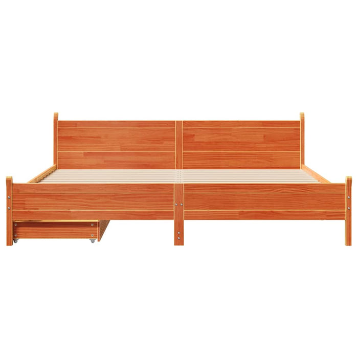 Cadru de pat fără saltea, maro ceruit 200x200 cm lemn masiv pin - WALTI WALTI