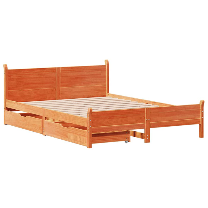 Cadru de pat fără saltea, maro ceruit 150x200 cm lemn masiv pin - WALTI WALTI