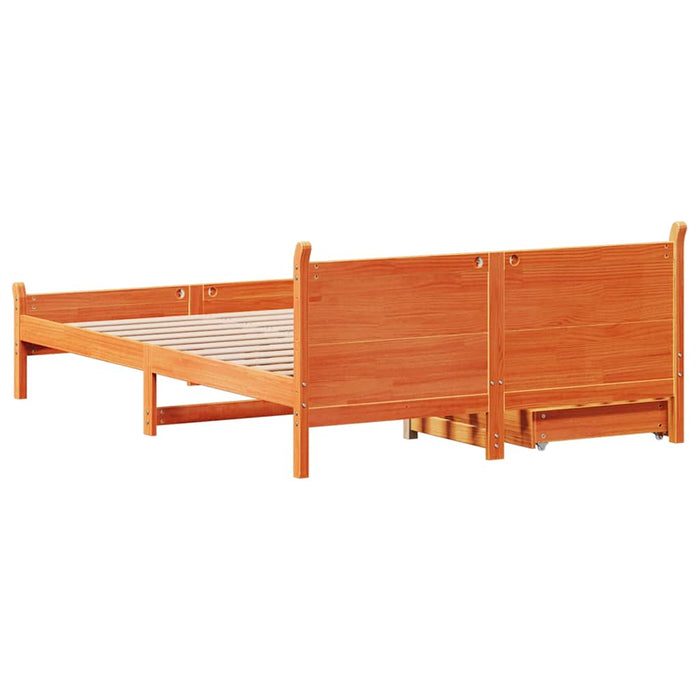 Cadru pat fără saltea, maro ceruit, 135x190 cm, lemn masiv pin - WALTI WALTI