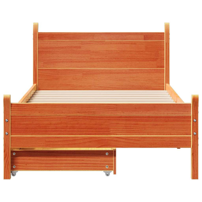 Cadru pat fără saltea, maro ceruit, 75x190 cm, lemn masiv pin - WALTI WALTI