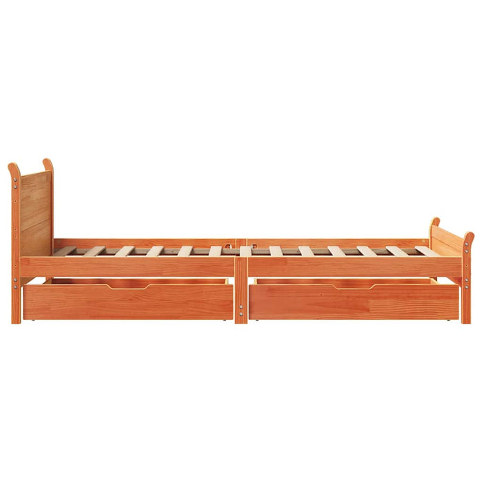 Cadru pat fără saltea, maro ceruit, 75x190 cm, lemn masiv pin - WALTI WALTI