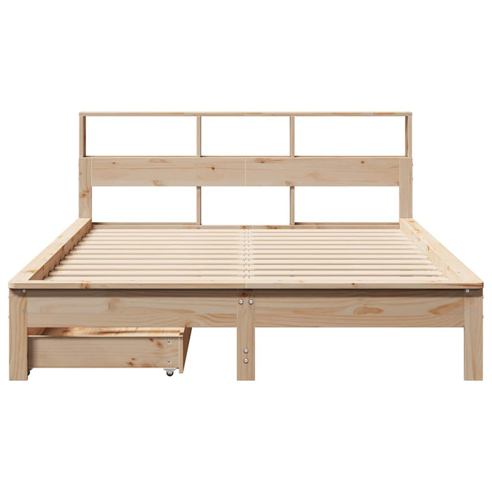 Pat cu bibliotecă fără saltea, 135x190 cm, lemn masiv de pin WALTI