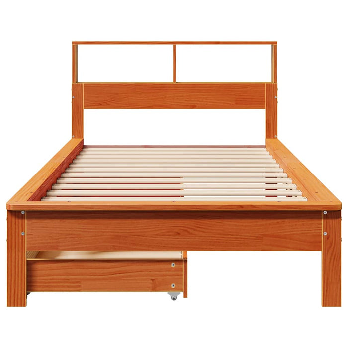 Pat bibliotecă fără saltea maro ceruit 90x190 cm lemn masiv pin - WALTI WALTI