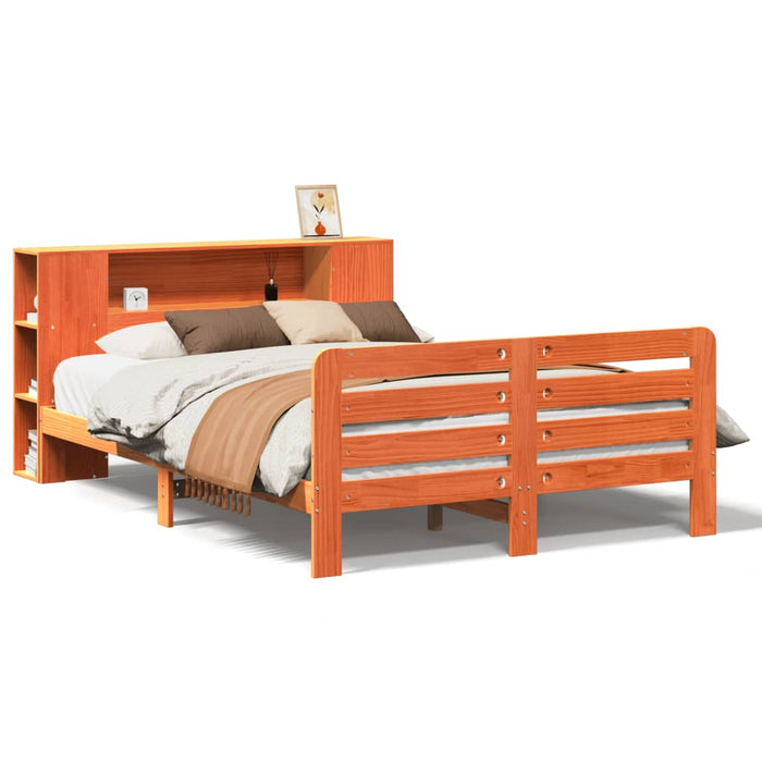 Cadru pat fără saltea, maro ceruit, 140x190 cm, lemn masiv pin - WALTI WALTI