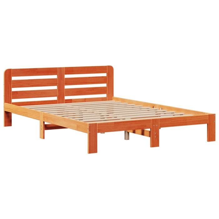 Pat cu bibliotecă fără saltea maro 160x200 cm lemn masiv de pin - WALTI WALTI