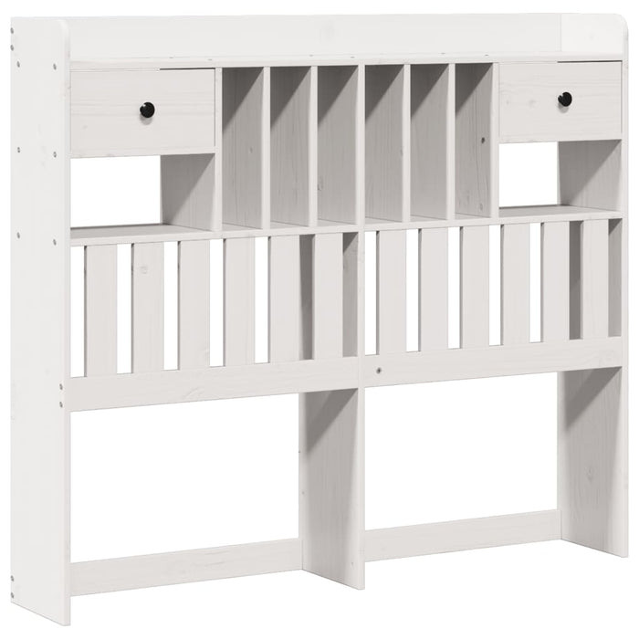 Pat cu bibliotecă fără saltea, alb, 135x190 cm, lemn masiv pin - WALTI WALTI
