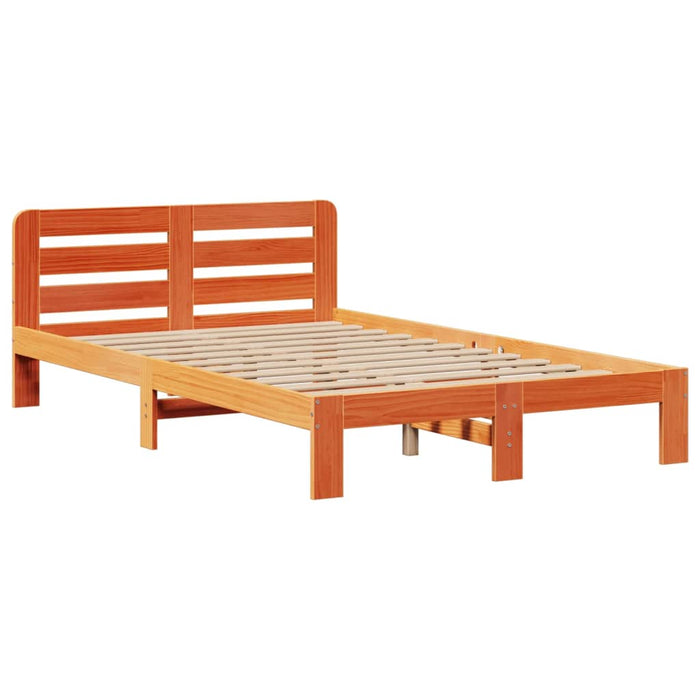 Pat cu bibliotecă fără saltea maro 135x190 cm lemn masiv de pin WALTI