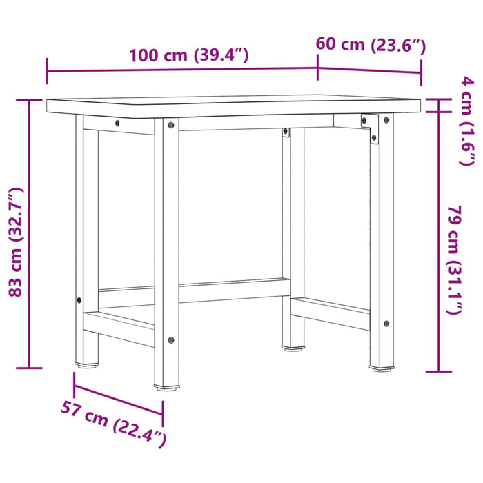 Banc de lucru, 100x(55-60)x83 cm, lemn masiv de fag WALTI