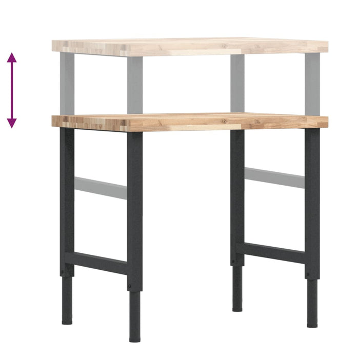 Banc lucru 80x60x(73-99,5) cm lemn masiv acacia dreptunghiular - WALTI WALTI