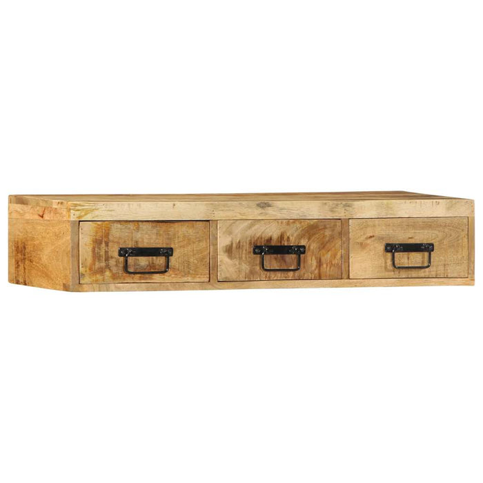 Dulap TV montat pe perete 100x30x19 cm lemn masiv de mango brut WALTI