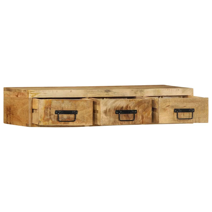 Dulap TV montat pe perete 100x30x19 cm lemn masiv de mango brut WALTI