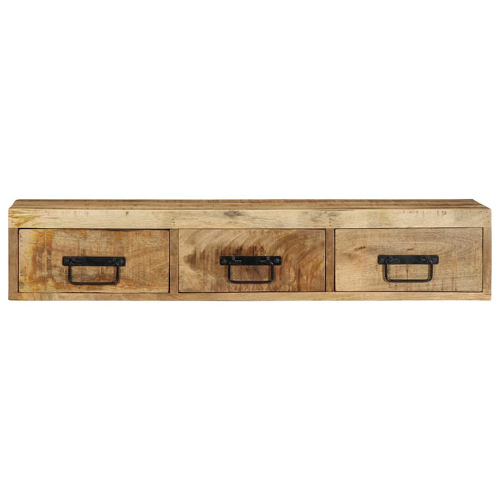 Dulap TV montat pe perete 100x30x19 cm lemn masiv de mango brut WALTI