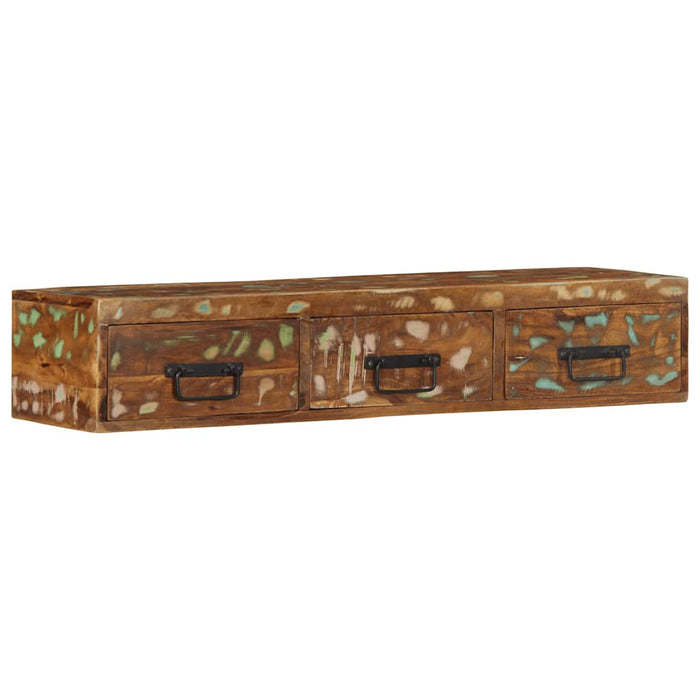 Dulap TV montat pe perete 100x30x19 cm, lemn masiv reciclat WALTI