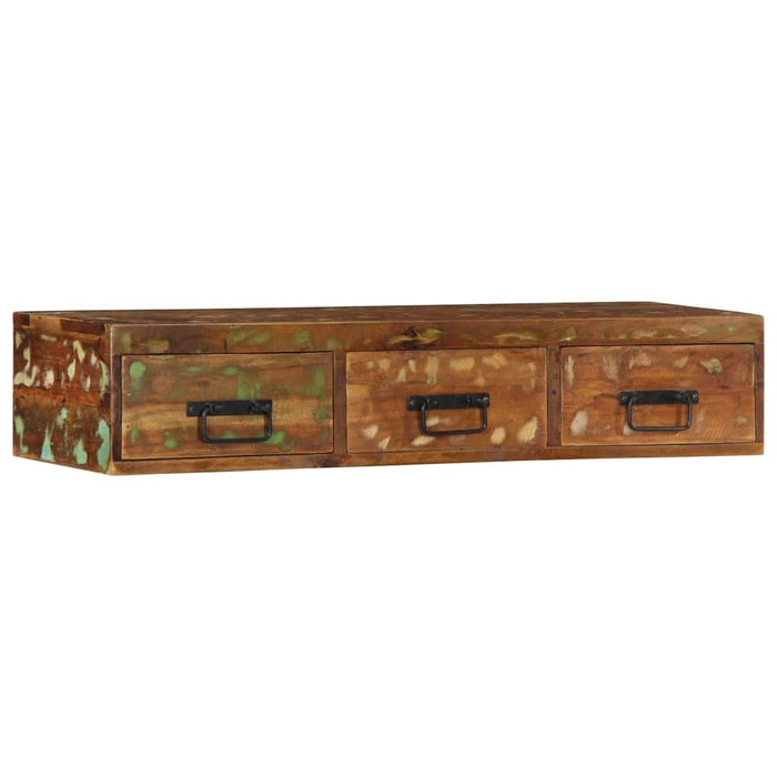 Dulap TV montat pe perete 100x30x19 cm, lemn masiv reciclat WALTI