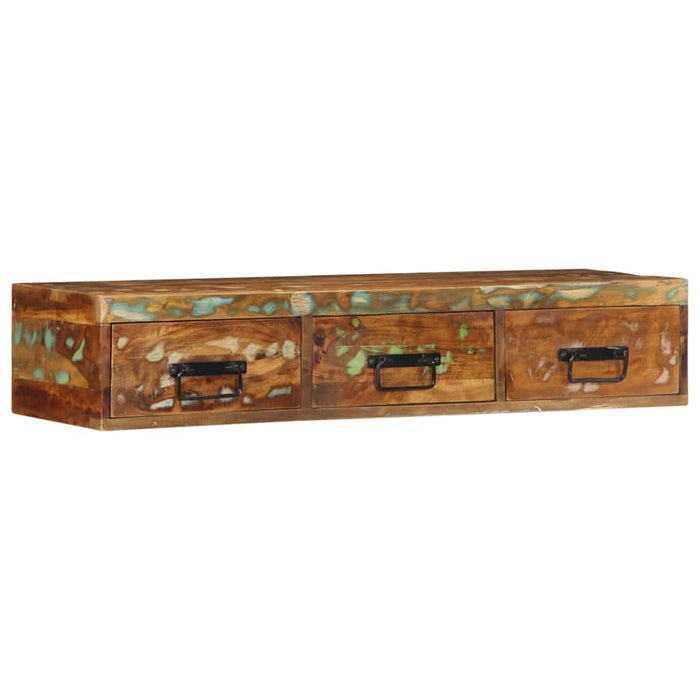 Dulap TV montat pe perete 100x30x19 cm, lemn masiv reciclat WALTI