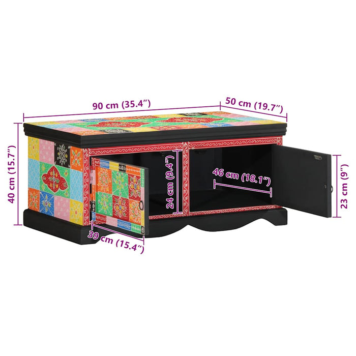 Masuta de cafea multicolora 90x50x40 cm lemn masiv de mango WALTI