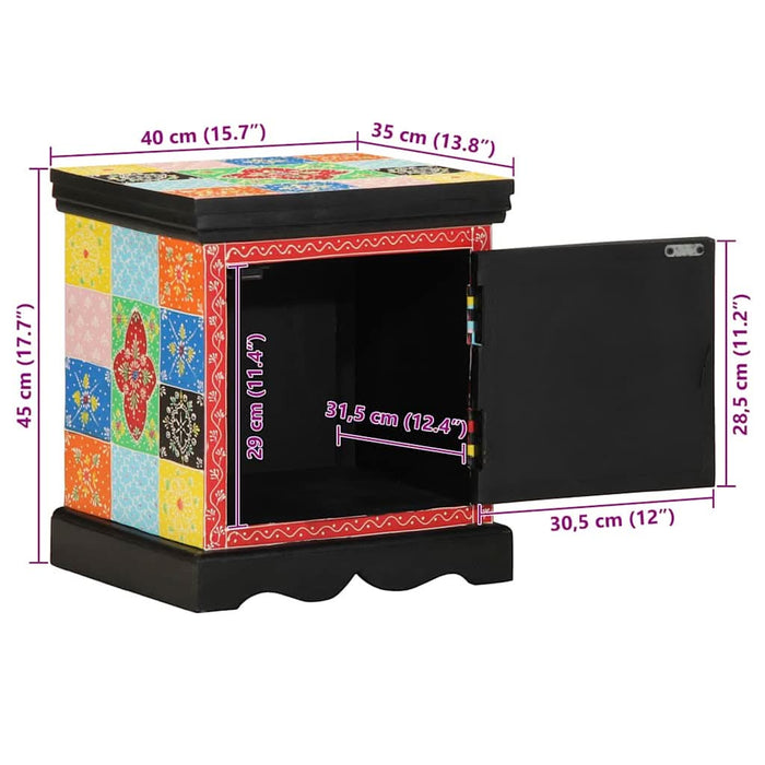 Noptiera multicolor 40x35x45 cm lemn masiv de mango - WALTI WALTI