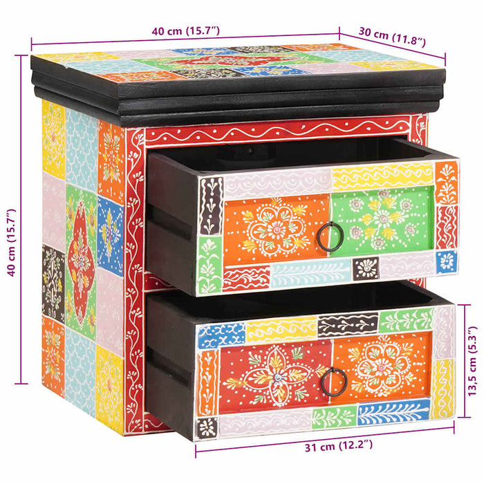 Dulap de noapte Multicolor 40 x 30 x 40 cm Lemn masiv vopsit - WALTI WALTI