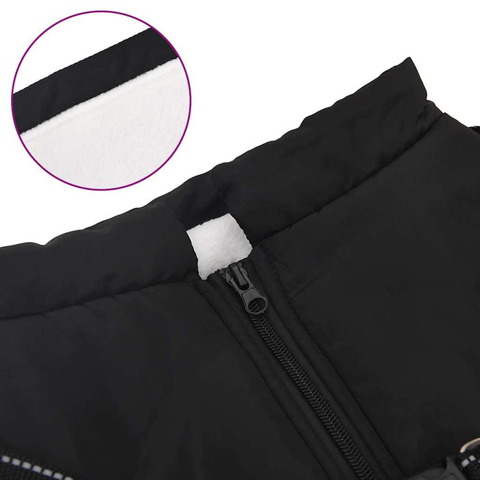 Haină câini cu ham impermeabilă reflectorizantă, negru, L52 - WALTI WALTI
