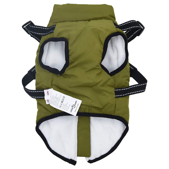 Haină câini cu ham impermeabilă reflectorizantă, verde kaki L28 WALTI